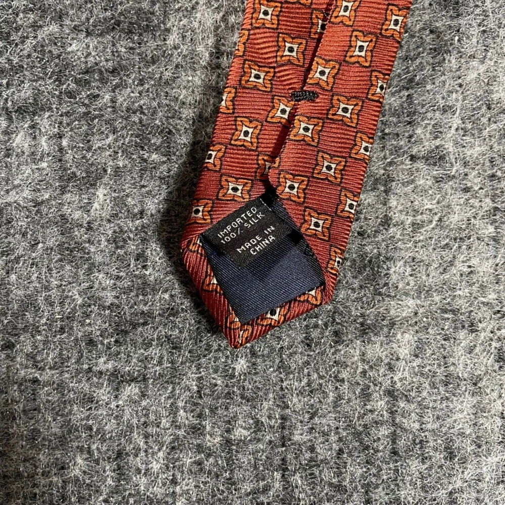 Jos. A. Bank Executive Collection Men's Silk Tie Rust Orange Geometric Medallion